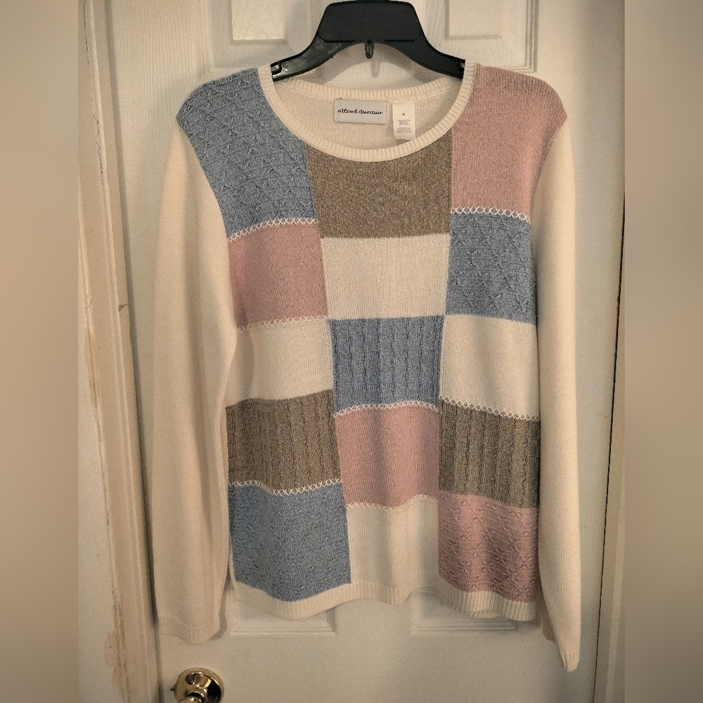Alfred Dunner Women's Colorblock Sweater - Pink, Blue, Tan